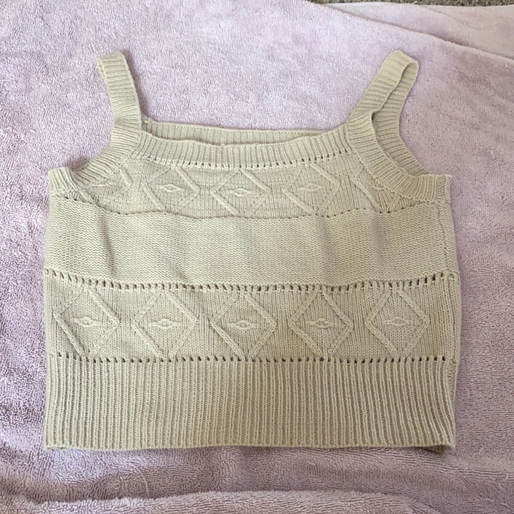 Cream knit tank top